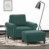 vidaXL Sill&oacute;n con taburete terciopelo verde oscuro 60 cm