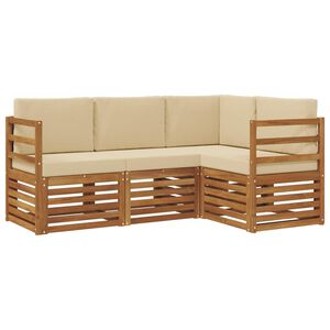 vidaXL Juegos de sof&aacute;s 4 pcs Natural y Beige Madera de Acacia S&oacute;lida