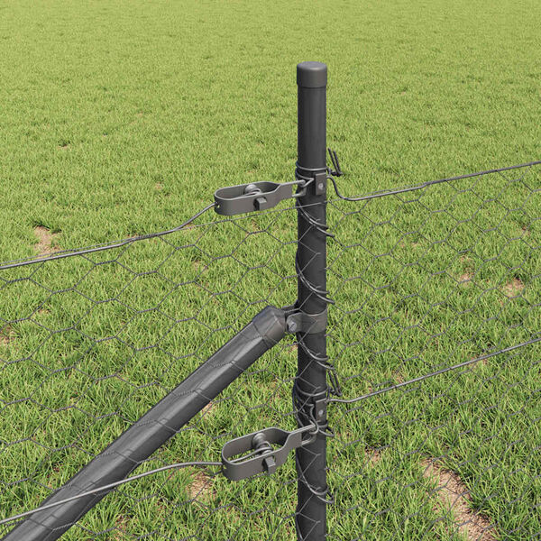 vidaXL Poste de Valla Gris 25 x 1 m (malla de 36 mm) Acero