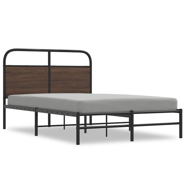 vidaXL Estructura de cama sin colch&oacute;n 135x190 cm madera marr&oacute;n roble