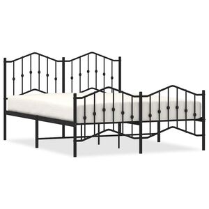 vidaXL Estructura cama sin colch&oacute;n con estribo metal negro 140x200 cm