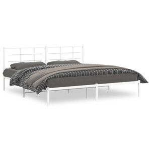 vidaXL Estructura cama sin colch&oacute;n con cabecero metal blanco 193x203cm