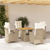 vidaXL Set comedor de jard&iacute;n 5 pzas con cojines rat&aacute;n sint&eacute;tico beige