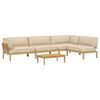 vidaXL Juego de Sof&aacute; con coj&iacute;n 5 pcs Beige Madera de Acacia S&oacute;lida