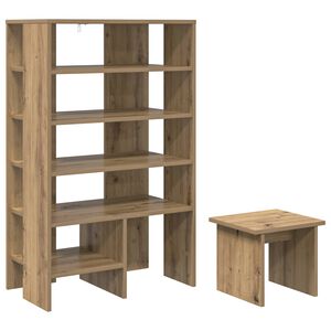 vidaXL Armario Zapatero 2 pcs Roble artesanal Madera de ingenier&iacute;a
