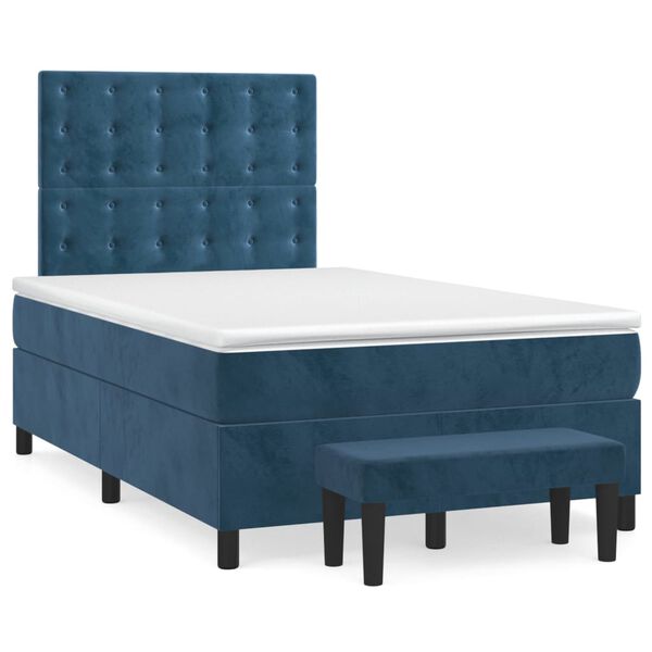 vidaXL Cama box spring con colch&oacute;n terciopelo azul oscuro 120x190 cm