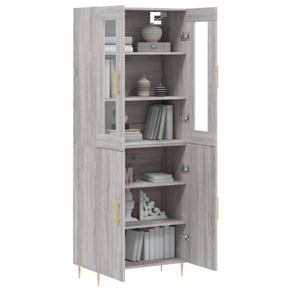 vidaXL Aparador alto madera contrachapada gris sonoma 69,5x34x180 cm