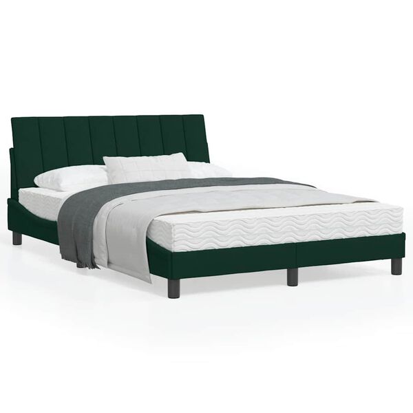 vidaXL Cama con colch&oacute;n Hanko terciopelo verde oscuro 120x200 cm