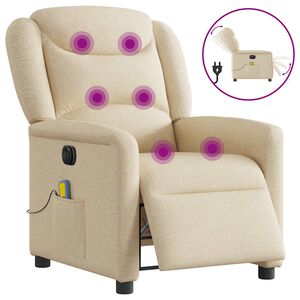 vidaXL Sill&oacute;n reclinable de masaje el&eacute;ctrico tela color crema