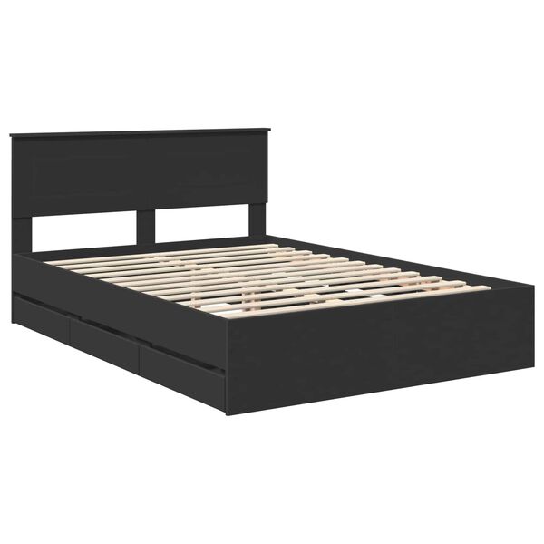 vidaXL Estructura de cama Negro 140 x 200 cm Madera Ingenieril