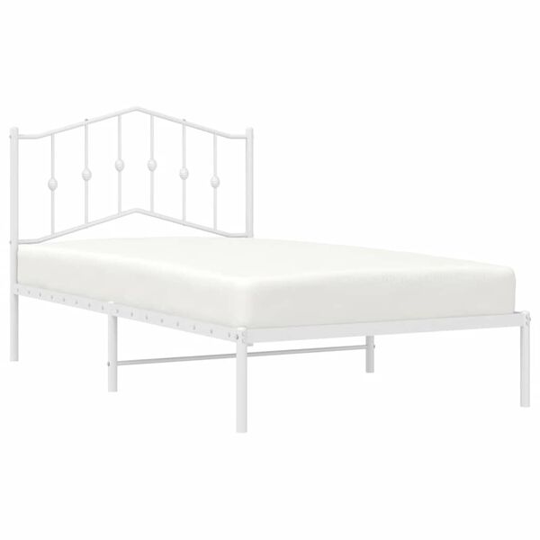 vidaXL Estructura cama sin colch&oacute;n con cabecero metal blanco 100x190cm