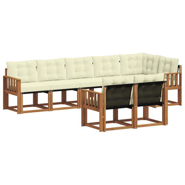 vidaXL Conjunto de sof&aacute;s de exterior con coj&iacute;n 8 pcs Natural y Crema