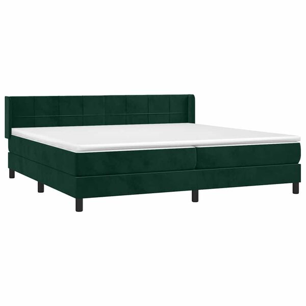vidaXL Cama box spring con colch&oacute;n terciopelo verde oscuro 200x200 cm