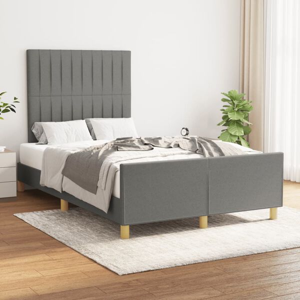 vidaXL Estructura de cama sin colch&oacute;n tela gris oscuro 120x200 cm