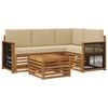 vidaXL Conjunto de sof&aacute;s de exterior 5 uds. Natural y Beige Poli&eacute;ster