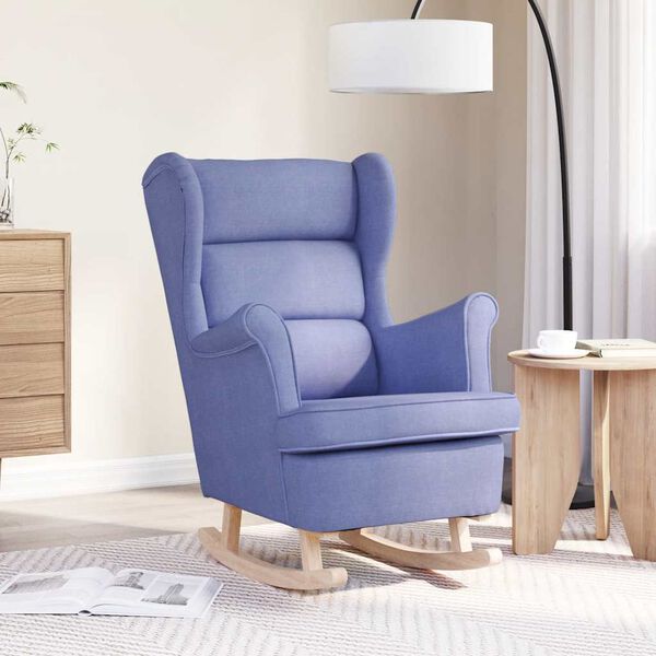 vidaXL Silla mecedora de tela azul vaquero 74x90x102 cm