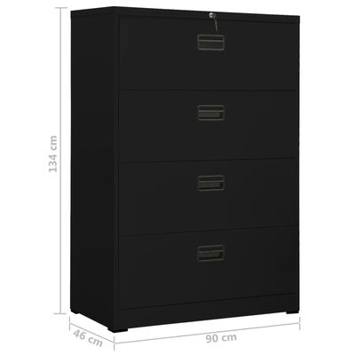 vidaXL Armario archivador de acero negro 90x46x134 cm