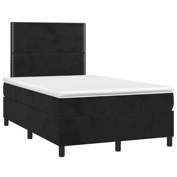 vidaXL Cama box spring con colch&oacute;n y LED terciopelo negro 120x190 cm