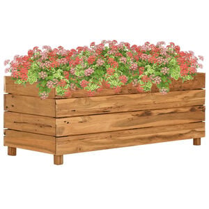 vidaXL Arriate elevado madera de teca reciclada y acero 100x40x38 cm