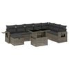 vidaXL Set de muebles de jard&iacute;n 9 pzas y cojines rat&aacute;n sint&eacute;tico gris
