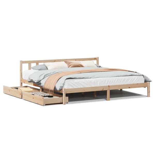 vidaXL Estructura de cama sin colch&oacute;n madera maciza de pino 200x200 cm