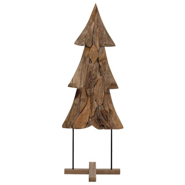 vidaXL &Aacute;rbol de Navidad con soporte Marr&oacute;n 90 cm Madera de teca maciza