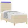 vidaXL Cama Box Spring LED con colch&oacute;n Crema 100 x 200 cm tela