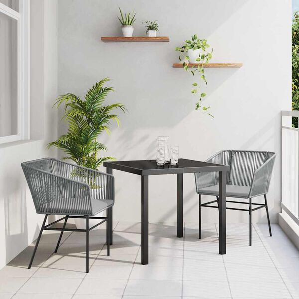vidaXL Conjunto de Comedor de Jard&iacute;n con coj&iacute;n 3 pcs Gris