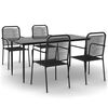 vidaXL Juego de comedor jard&iacute;n 5 pzas acero y cuerda de algod&oacute;n negro
