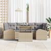 vidaXL Conjunto de sof&aacute; de jard&iacute;n 7 pcs Beige Rattan de Poli&eacute;ster