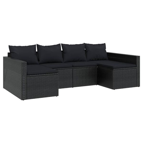 vidaXL Set de muebles de jardín 2 pzas y cojines ratán sintético negro