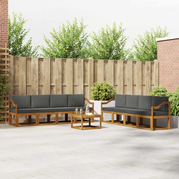 vidaXL Conjunto de sof&aacute;s de exterior 9 pcs Natural y Antracita