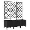 vidaXL Jardinera con enrejado y ruedas 3 uds. Negro 120 x 40 x 149 cm