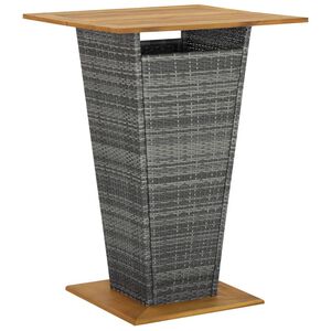 vidaXL Mesa alta rat&aacute;n sint&eacute;tico y madera de acacia gris 80x80x110 cm