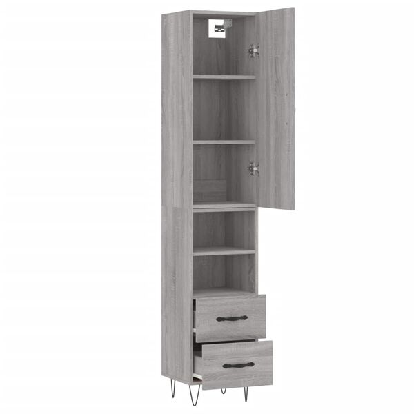 vidaXL Aparador alto madera contrachapada gris Sonoma 34,5x34x180 cm