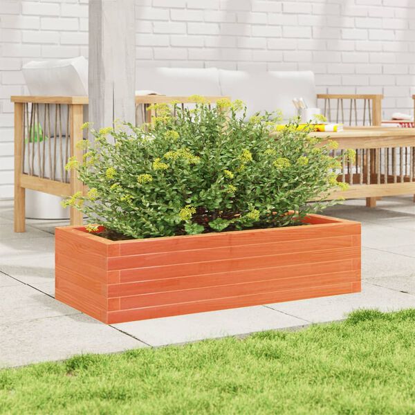 vidaXL Jardinera de madera maciza pino marr&oacute;n cera 90x40x23 cm