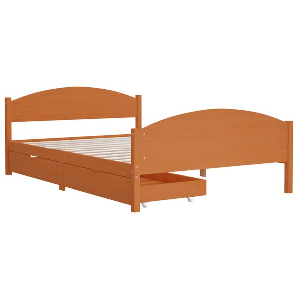 vidaXL Estructura de cama 2 cajones madera pino marr&oacute;n miel 140x200 cm
