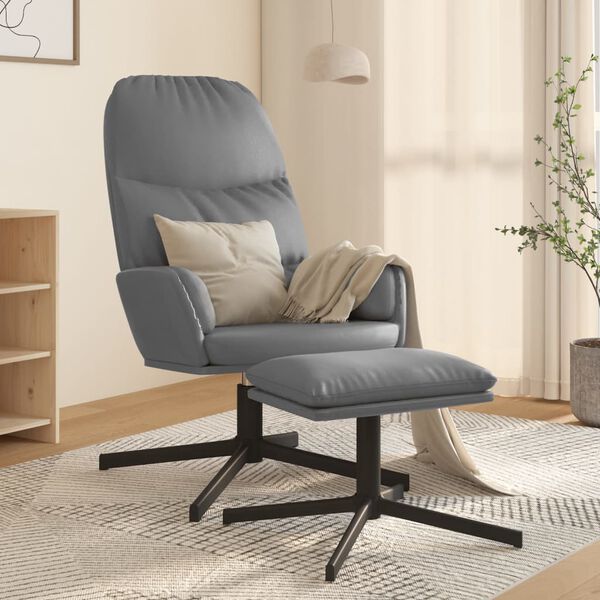 vidaXL Sill&oacute;n de relax con reposapi&eacute;s de cuero sint&eacute;tico gris