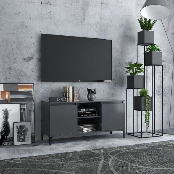 vidaXL Mueble de TV con patas de metal blanco 103,5x35x50 cm