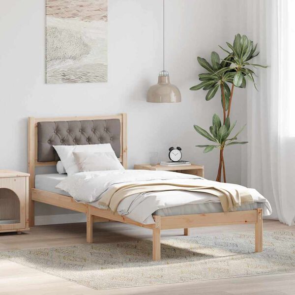 vidaXL Estructura de cama Taup&eacute; 90 x 190 cm Madera de pino macizo