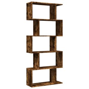 vidaXL Librer&iacute;a divisora 5 niveles madera roble ahumado 70x24x161 cm