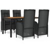 vidaXL Set de muebles jard&iacute;n 5 pzas con cojines rat&aacute;n sint&eacute;tico negro