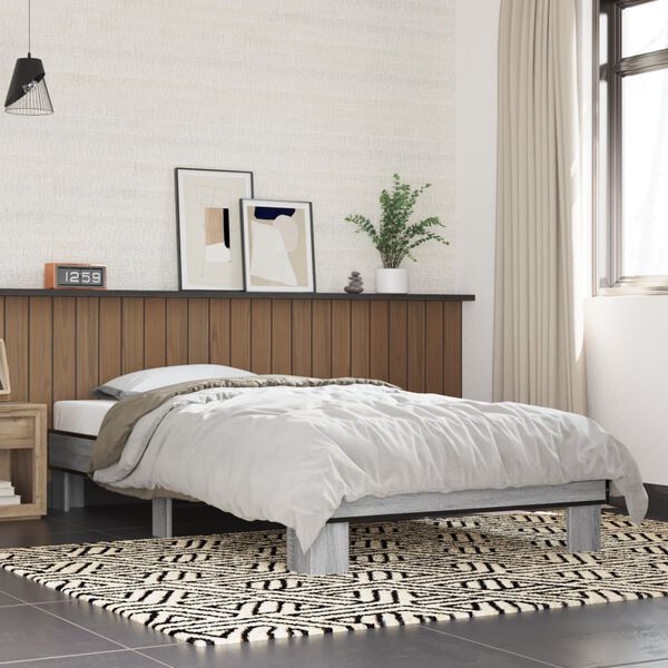 vidaXL Estructura cama madera ingenier&iacute;a metal gris Sonoma 100x200 cm