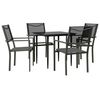 vidaXL Juego de comedor para jard&iacute;n 5 piezas acero y textilene negro