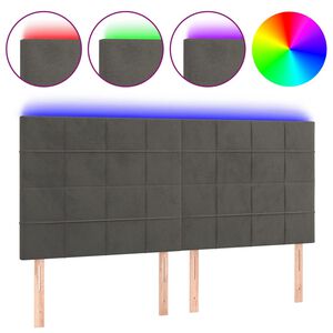 vidaXL Cabecero con luces LED terciopelo gris oscuro 180x5x118/128 cm