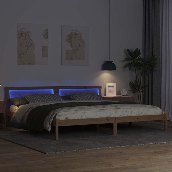 vidaXL Estructura de cama Marr&oacute;n 180 x 200 cm Madera de pino macizo