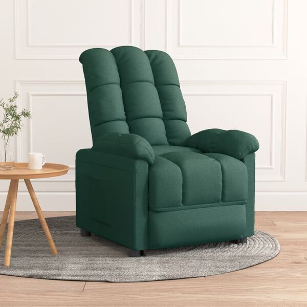 vidaXL Sill&oacute;n reclinable de tela verde oscuro