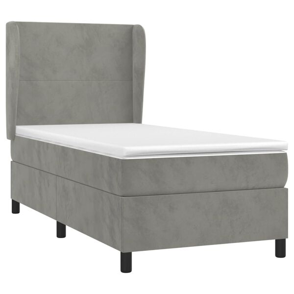 vidaXL Cama box spring con colch&oacute;n terciopelo gris claro 100x200 cm