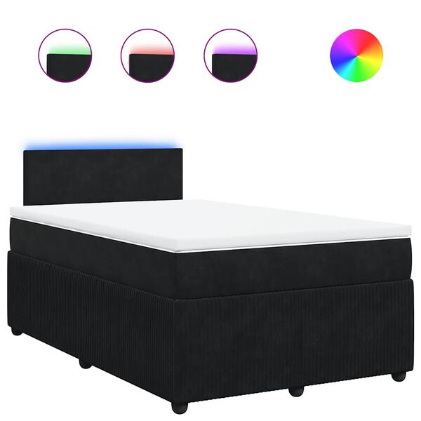 vidaXL Cama box spring con colch&oacute;n terciopelo negro 120x200 cm