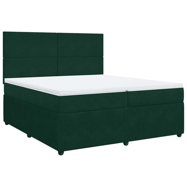 vidaXL Cama box spring con colch&oacute;n terciopelo verde oscuro 200x200 cm